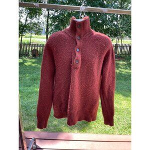 Banana Republic XL Red Wool-Blend Button-Up Turtleneck Sweater